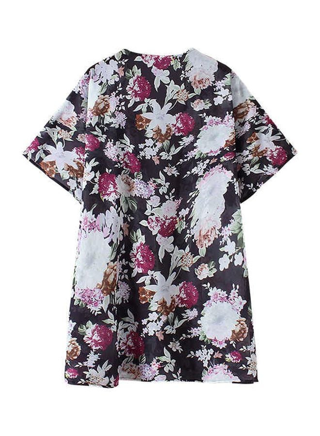 Floral Printed Cover Up Black/Pink/White  - Image 2