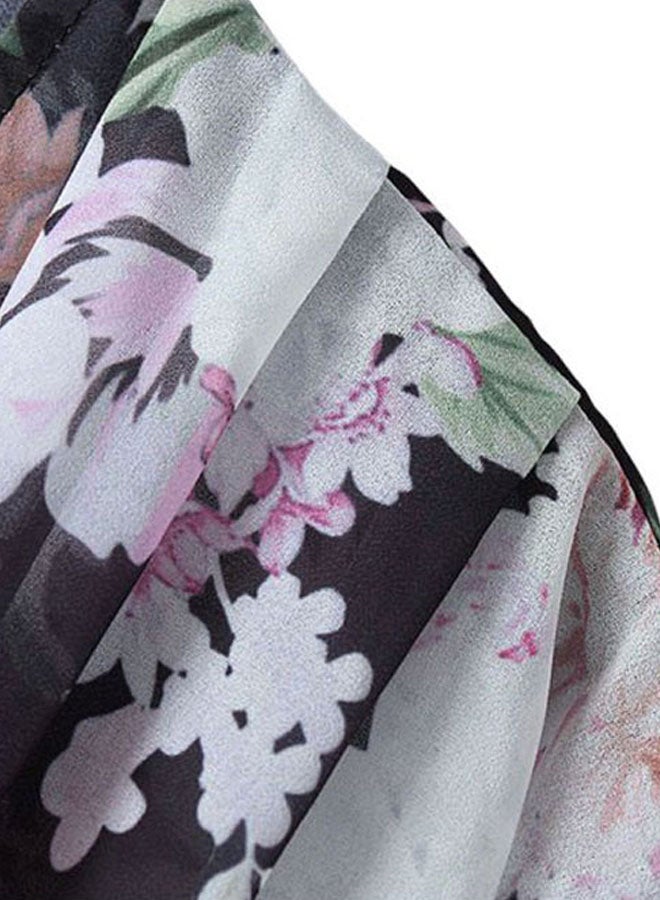 Floral Printed Cover Up Black/Pink/White  - Image 3