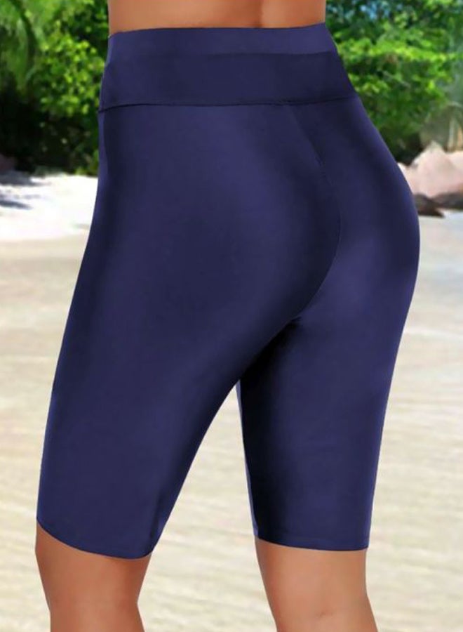 Generic - Tie Waist Skinny Fit Swim Shorts Dark Blue - Image 1