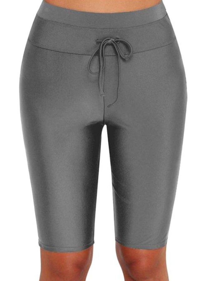 Tie Waist Skinny Fit Swim Shorts Grey - Image 1