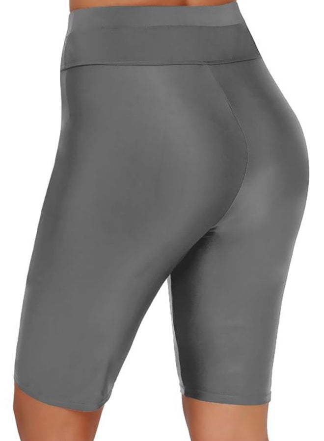 Tie Waist Skinny Fit Swim Shorts Grey - Image 2