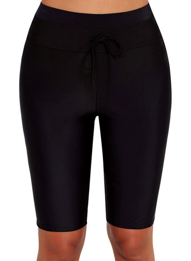 Generic - Tie Waist Skinny Fit Swim Shorts Black - Image 1
