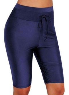Tie Waist Skinny Fit Swim Shorts Dark Blue