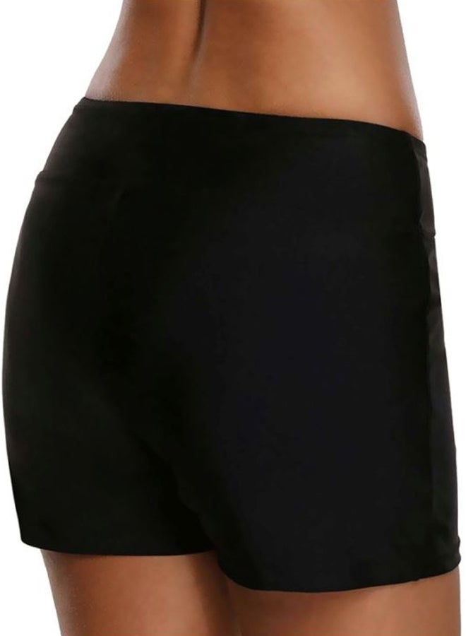 Generic - Solid High Waist Swim Shorts Black - Image 1