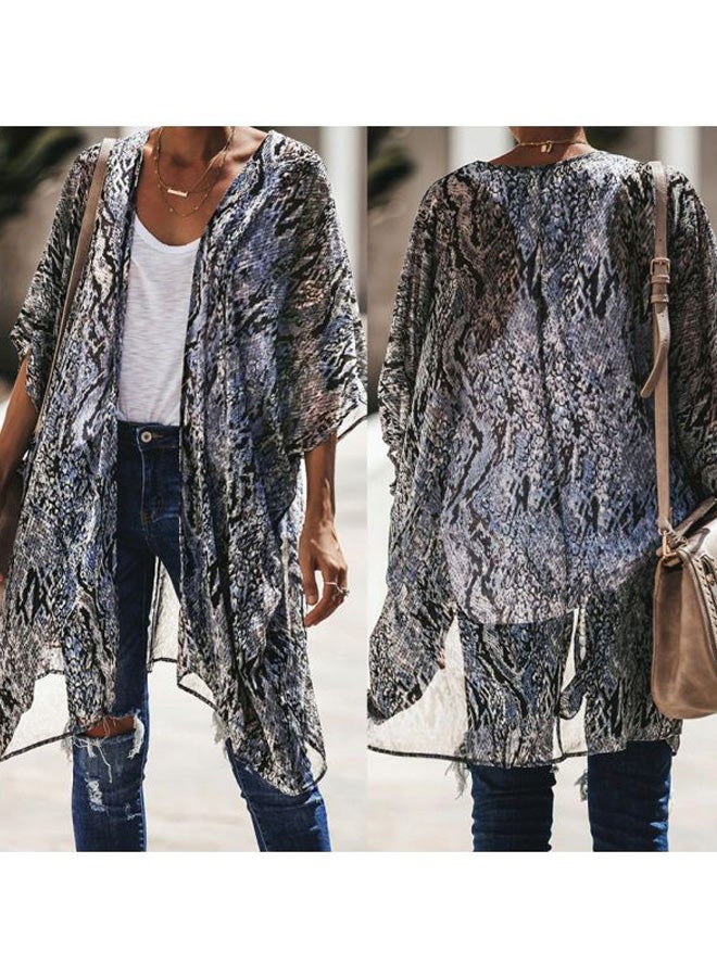 Snake Skin Kimono Printed Cover Up Black/Grey - Image 2
