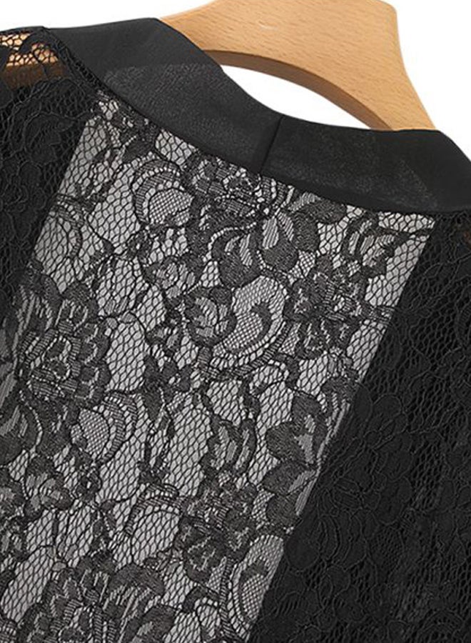 Lace Detailed Cardigan Cover Up Black/White - Image 5