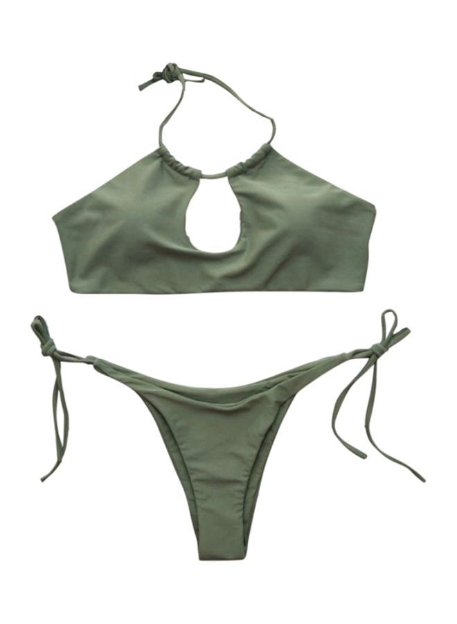 2-Piece Solid Swimwear Swimsuit Green  - Image 1