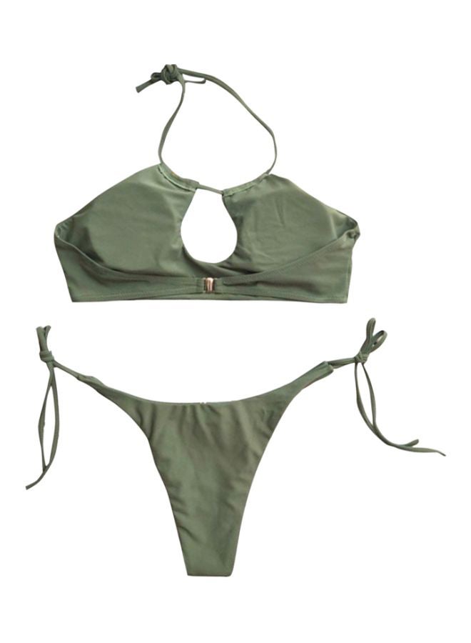 2-Piece Solid Swimwear Swimsuit Green  - Image 2