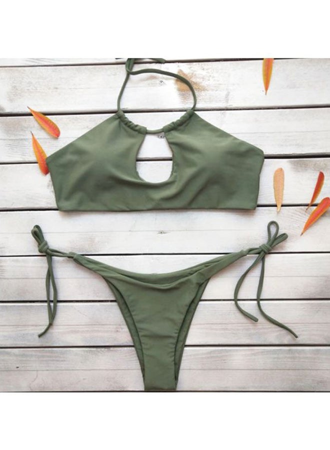 2-Piece Solid Swimwear Swimsuit Green  - Image 4
