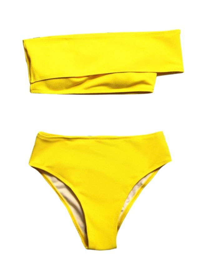 2-Piece Solid Swimwear Swimsuit Yellow  - Image 1
