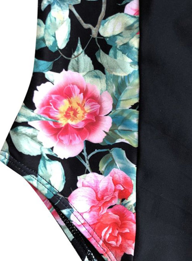 Floral Printed Jumpsuit Bikini Black  - Image 3