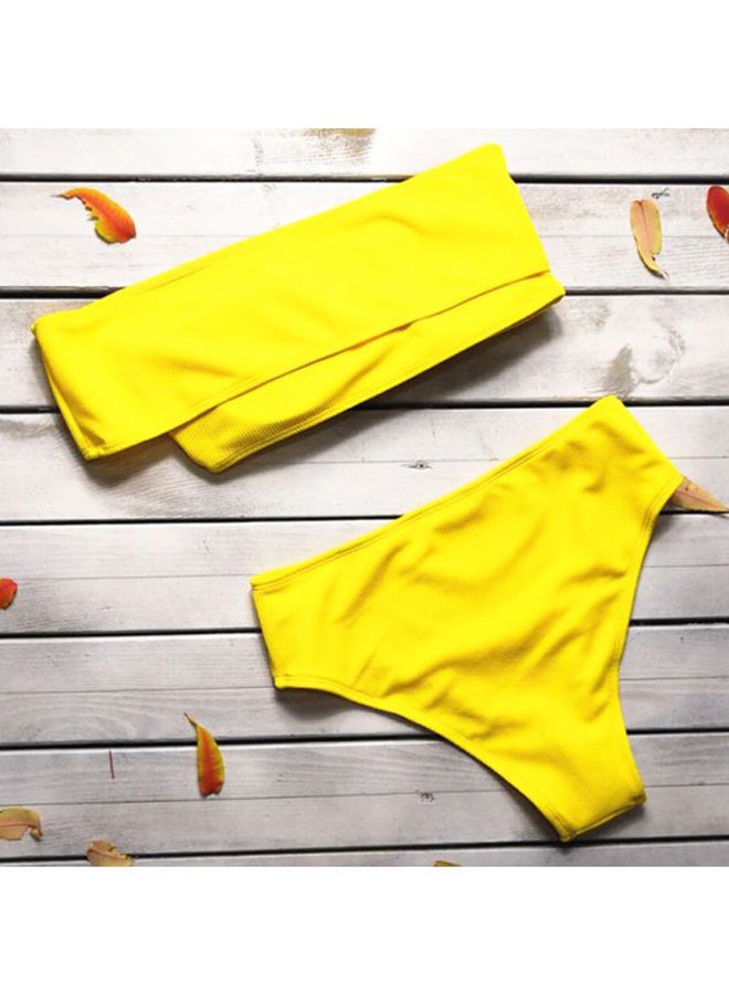 2-Piece Solid Swimwear Swimsuit Yellow  - Image 2