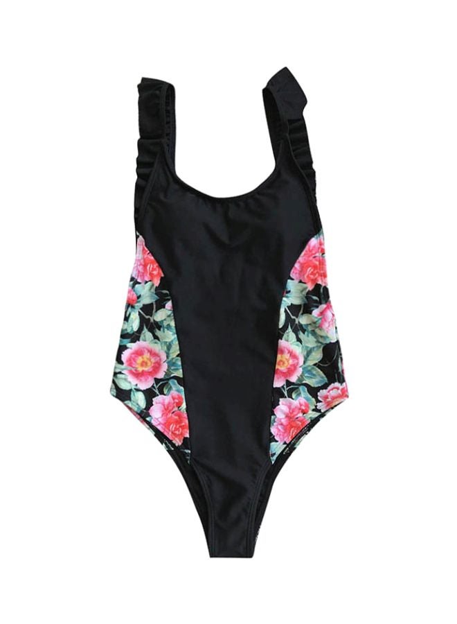 Floral Printed Jumpsuit Bikini Black  - Image 1