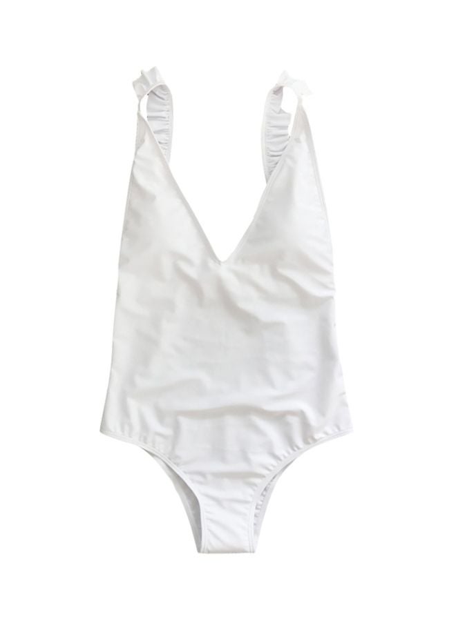 V Neck Jumpsuit Bikini White  - Image 1