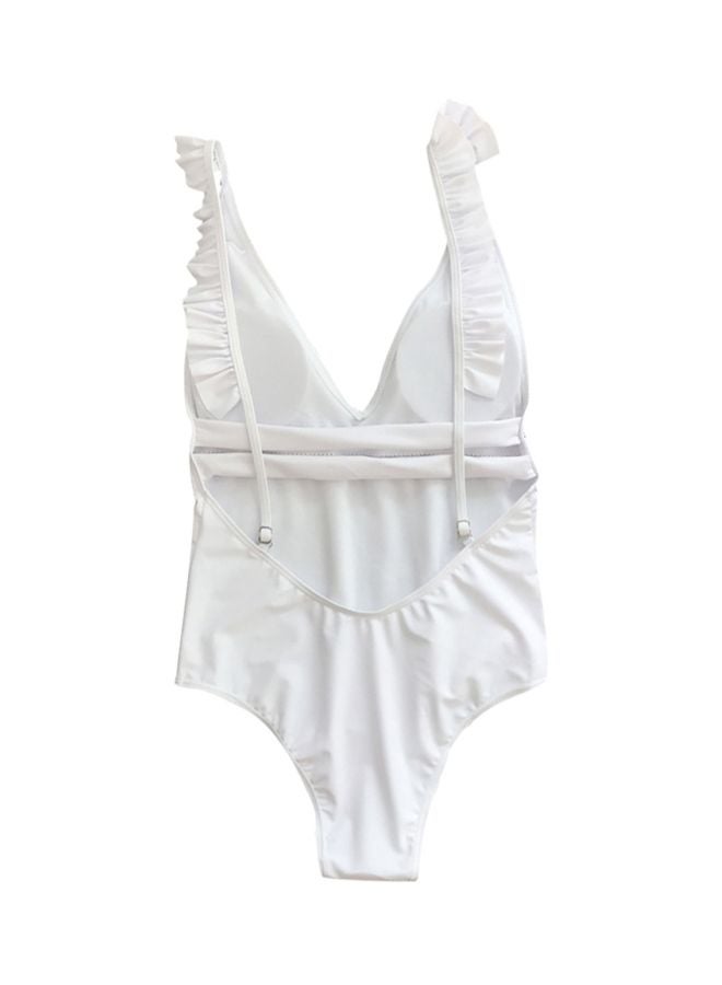 V Neck Jumpsuit Bikini White  - Image 2