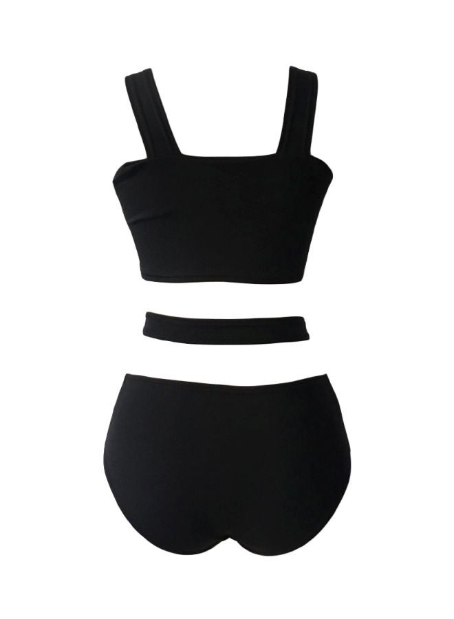 2-Piece Solid Bikini Set Black  - Image 2