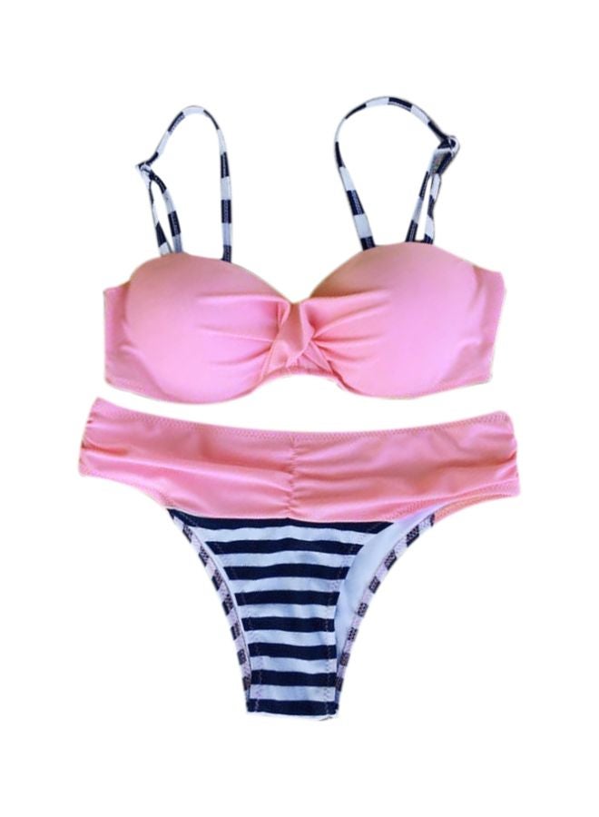 2-Piece Striped Bikini Set Pink/Blue/White  - Image 1