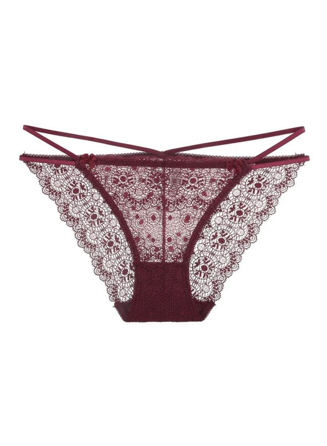 Lace Detailed Lingerie Bottoms Wine Red - Image 1