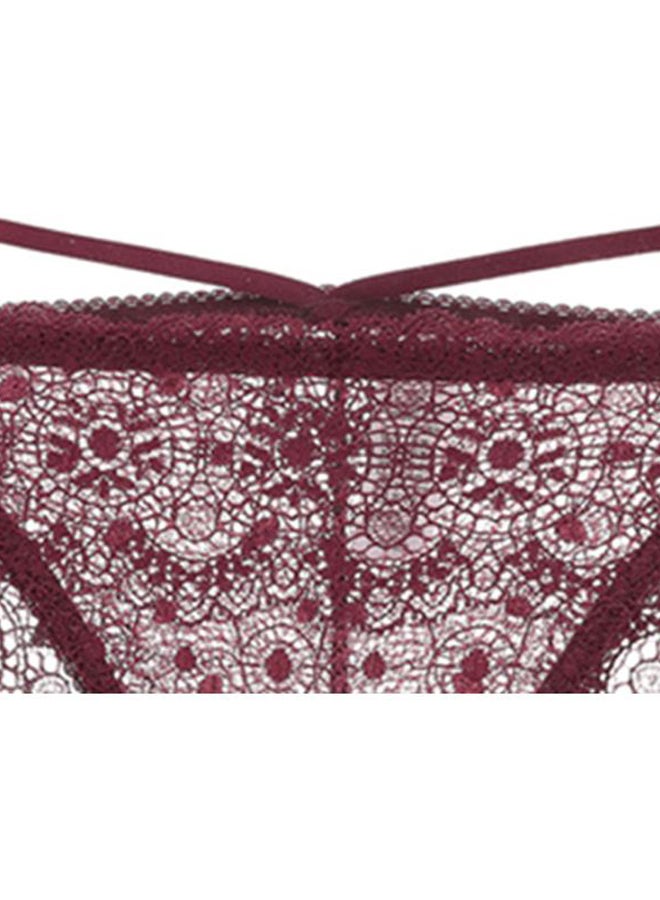 Lace Detailed Lingerie Bottoms Wine Red - Image 2