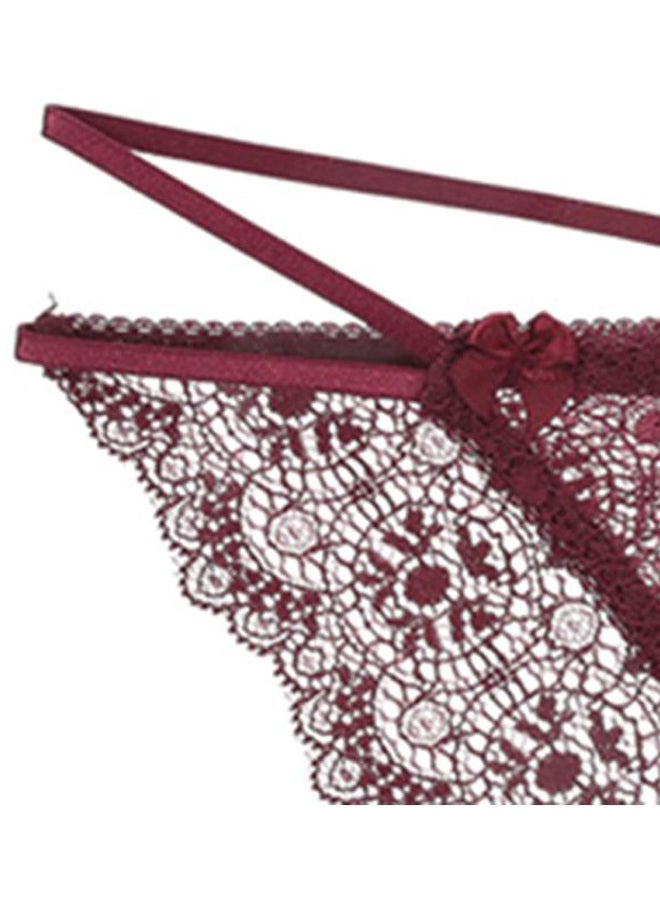 Lace Detailed Lingerie Bottoms Wine Red - Image 3