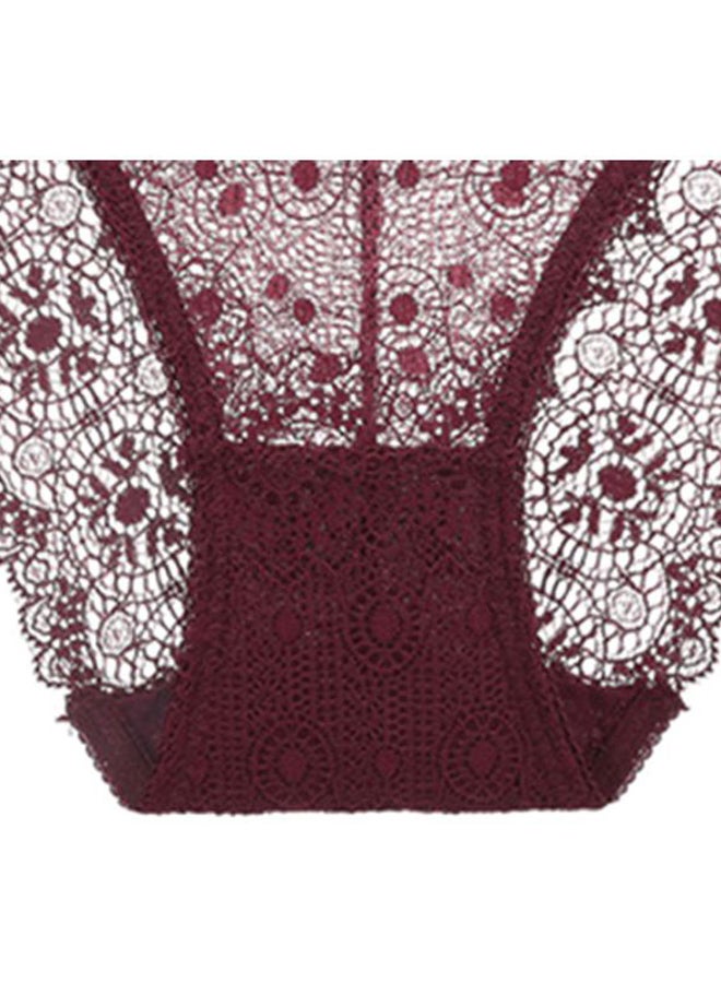 Lace Detailed Lingerie Bottoms Wine Red - Image 4