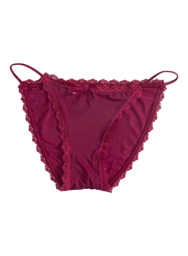 Lace Detailed Lingerie Bottoms Wine Red - Image 1