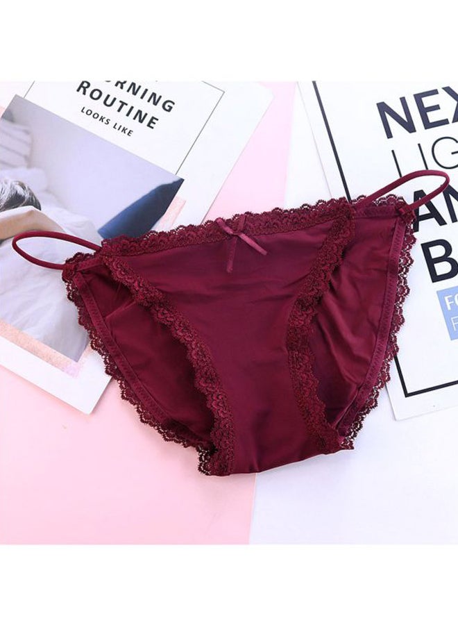 Lace Detailed Lingerie Bottoms Wine Red - Image 2