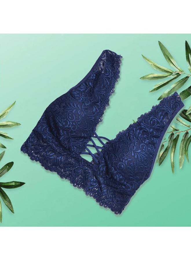 Lace Detail Push-Up Bra Blue  - Image 2