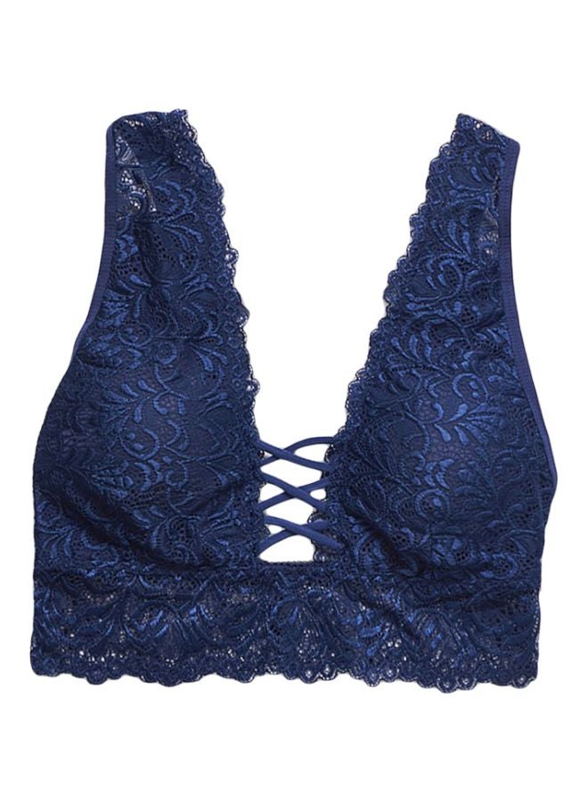 Lace Detail Push-Up Bra Blue  - Image 1