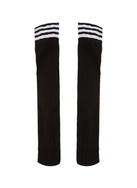Pair Of Stripe Pattern Thigh High Socks Black/White