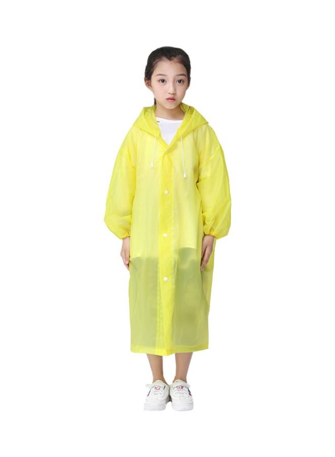 Kids Drawstring Hooded Solid Pattern Raincoat Yellow  - Image 1
