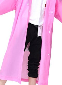 Generic Kids Drawstring Hooded Solid Pattern Raincoat Pink  - Image 2
