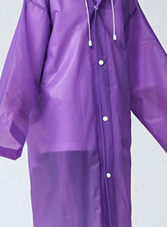 Kids Drawstring Hooded Solid Pattern Raincoat Purple  - Image 3