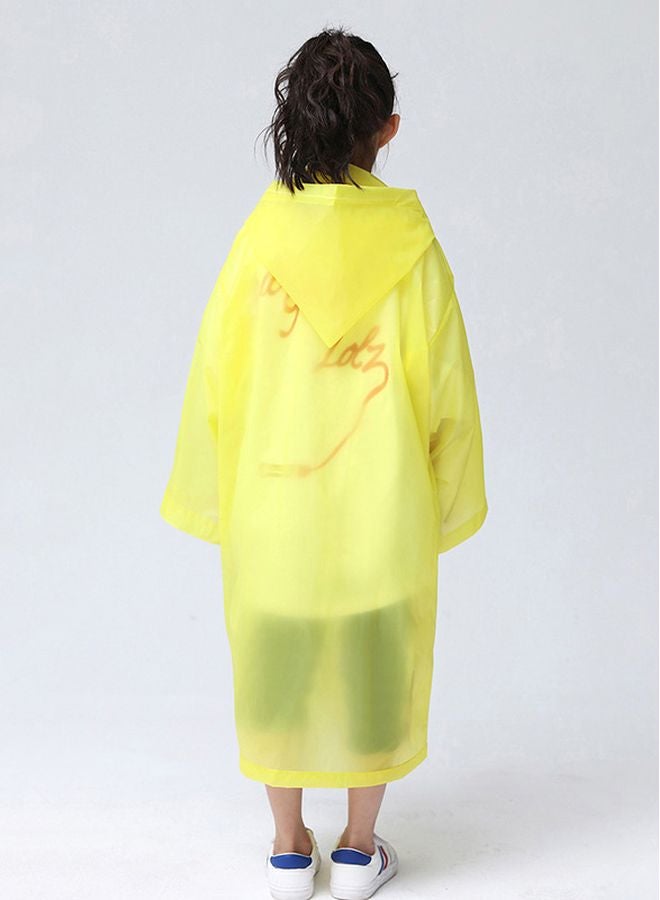 Generic - Kids Drawstring Hooded Solid Pattern Raincoat Yellow - Image 1