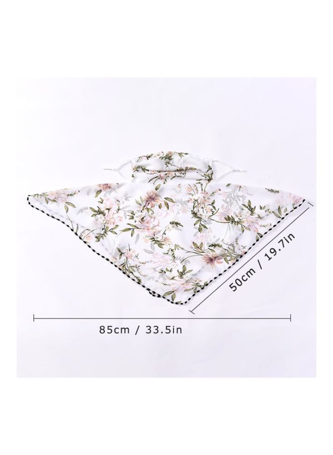 Floral Printed Ear Loop Neck Gaiter White/Green/Red  - Image 2