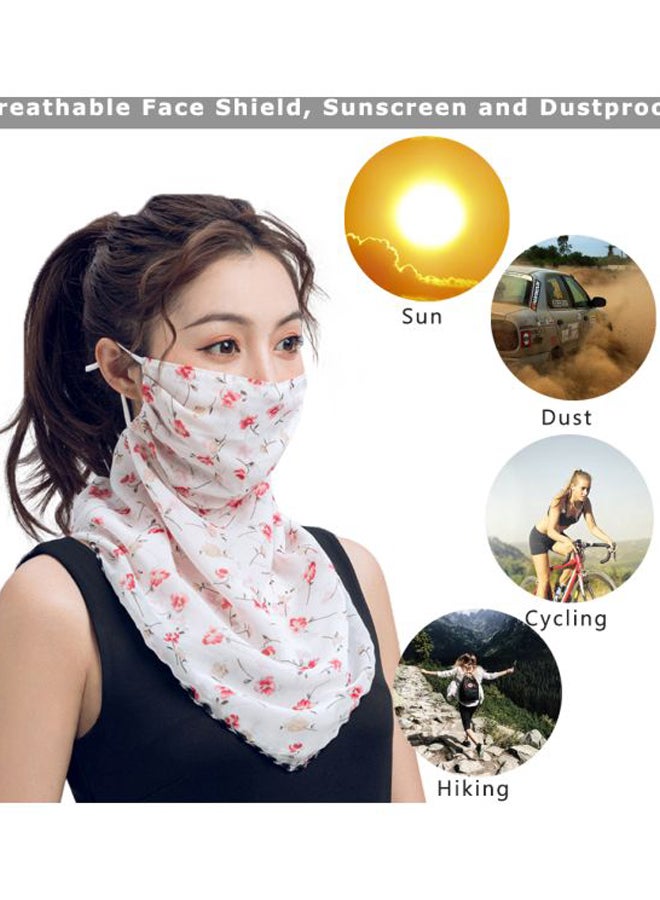 Floral Printed Ear Loop Neck Gaiter White/Green/Red  - Image 3