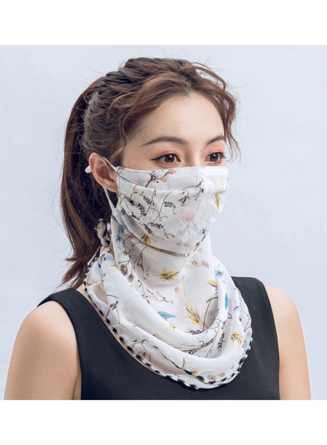 Floral Printed Ear Loop Neck Gaiter White/Green/Red  - Image 2