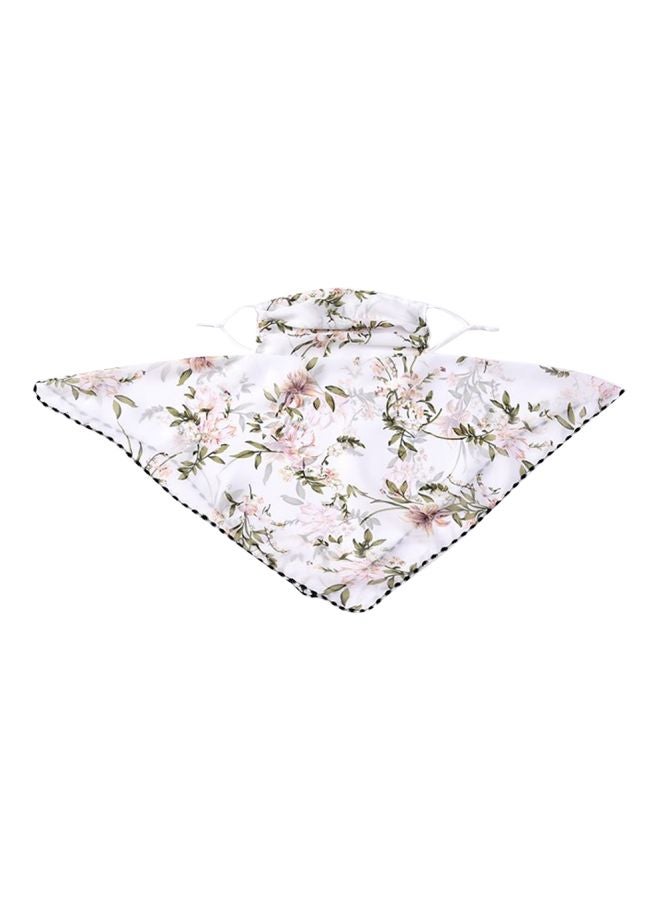 Floral Printed Ear Loop Neck Gaiter White/Green/Red  - Image 1