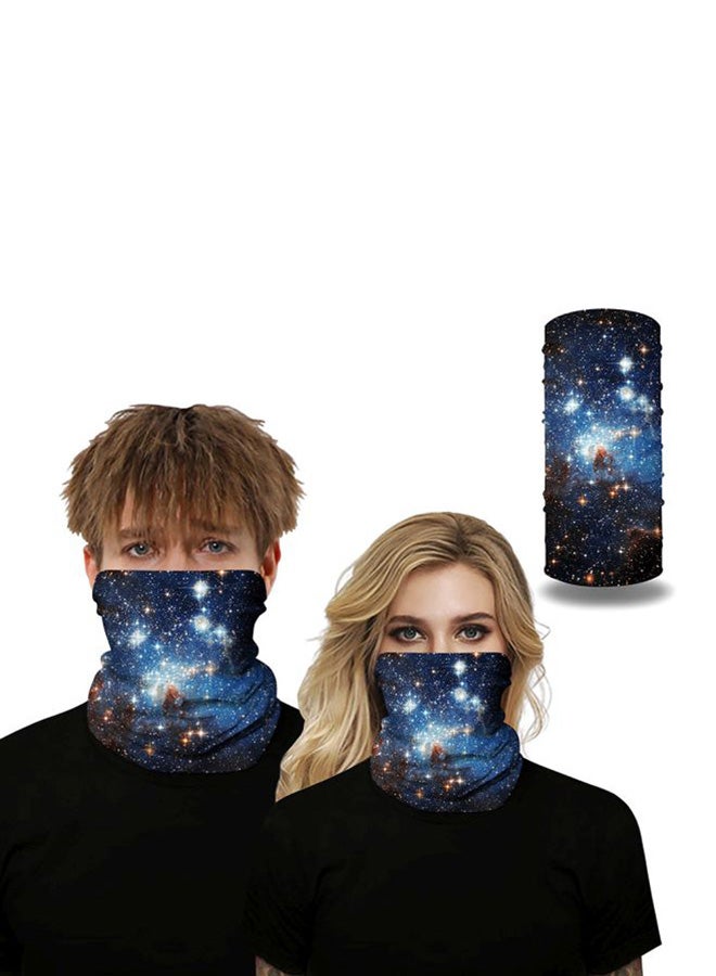 3D Art Printed Seamless Scarf Blue/White/Yellow  - Image 4