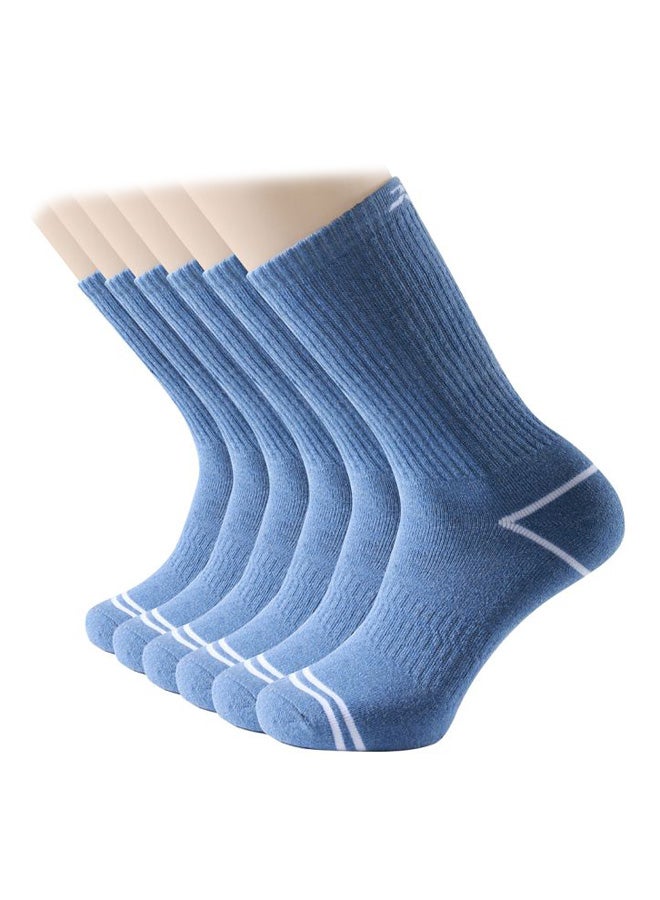 6 Pair Of Striped Mid Calf Socks Blue  - Image 1