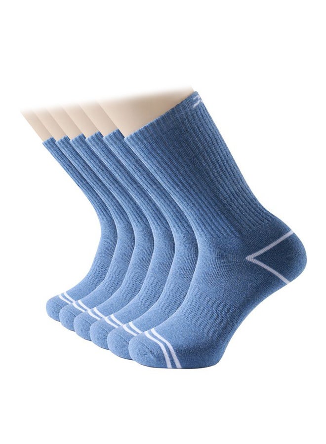 6 Pair Of Striped Mid Calf Socks Blue  - Image 1