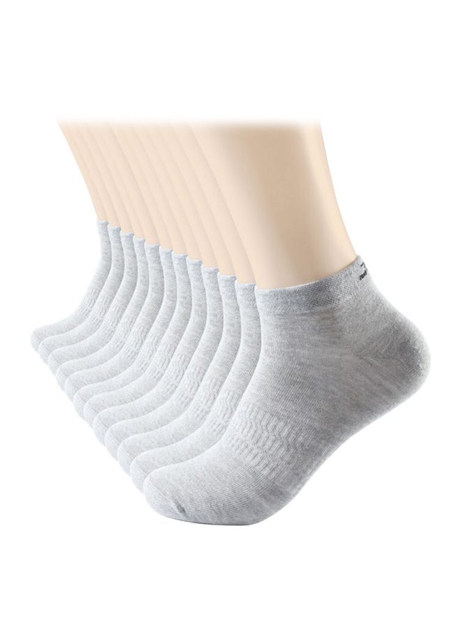 12 Pairs Of Solid Ankle Length Socks Grey - Image 1