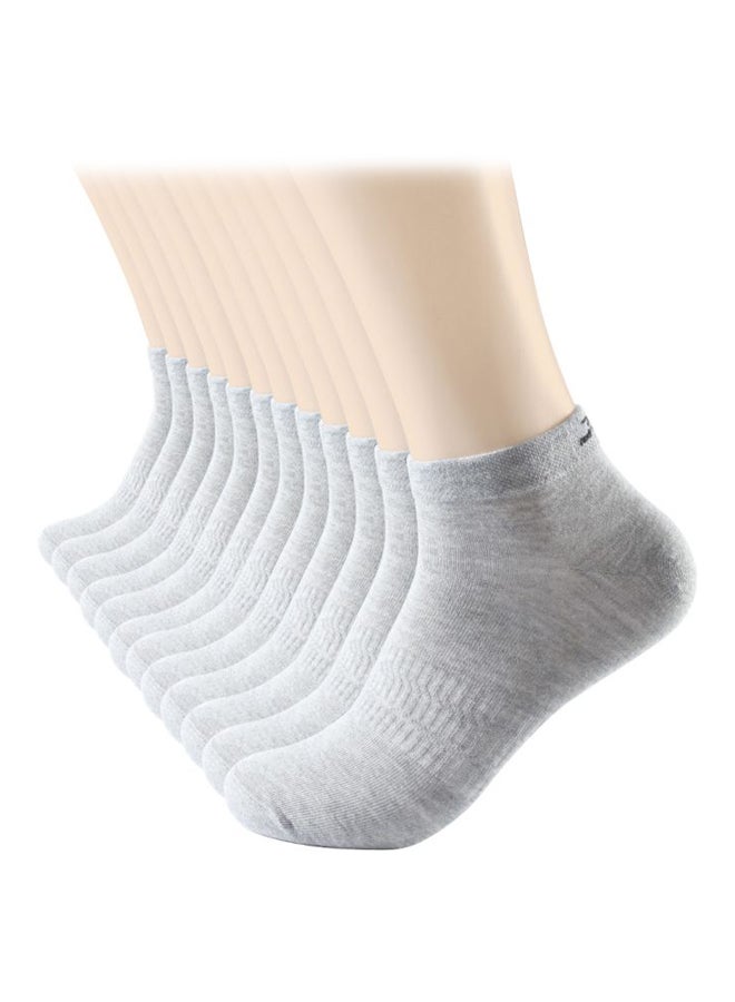 12 Pairs Of Solid Ankle Length Socks Grey  - Image 1