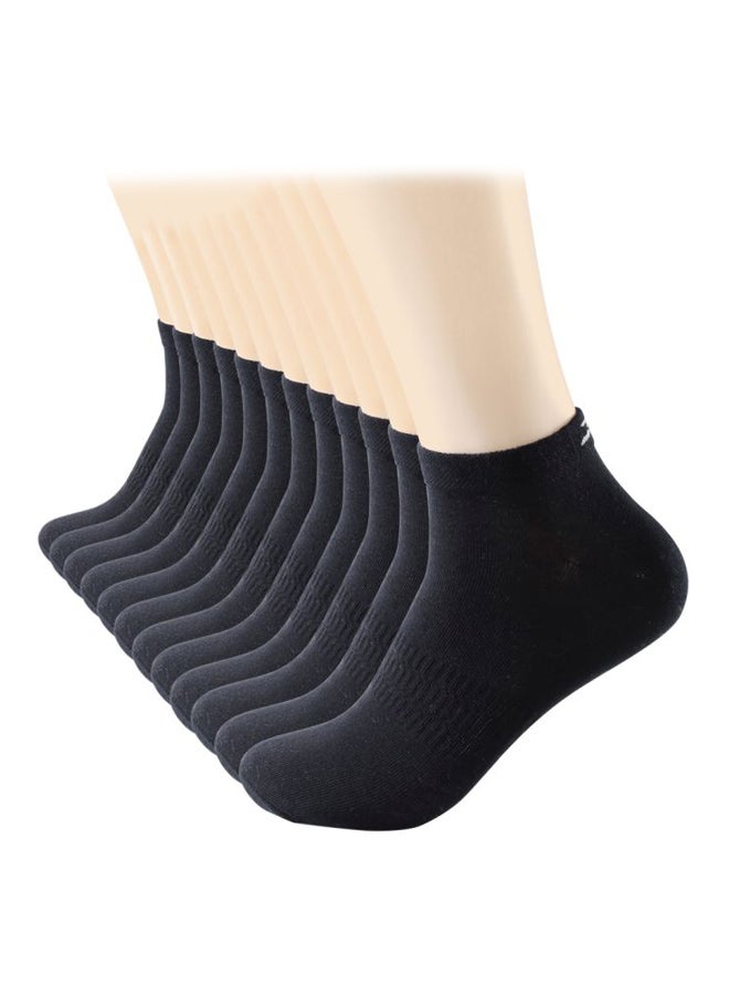 12 Pairs Of Solid Ankle Length Socks Black  - Image 1