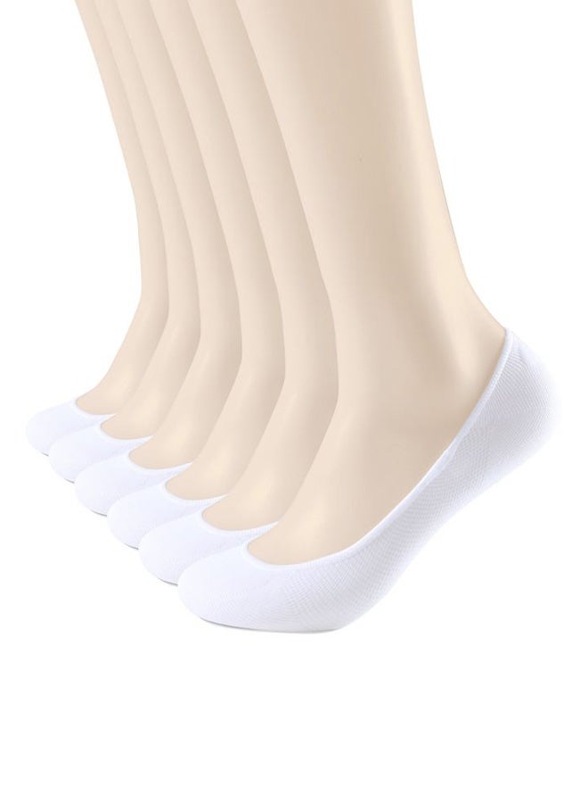6 Pair Of Solid No Show Socks White - Image 1