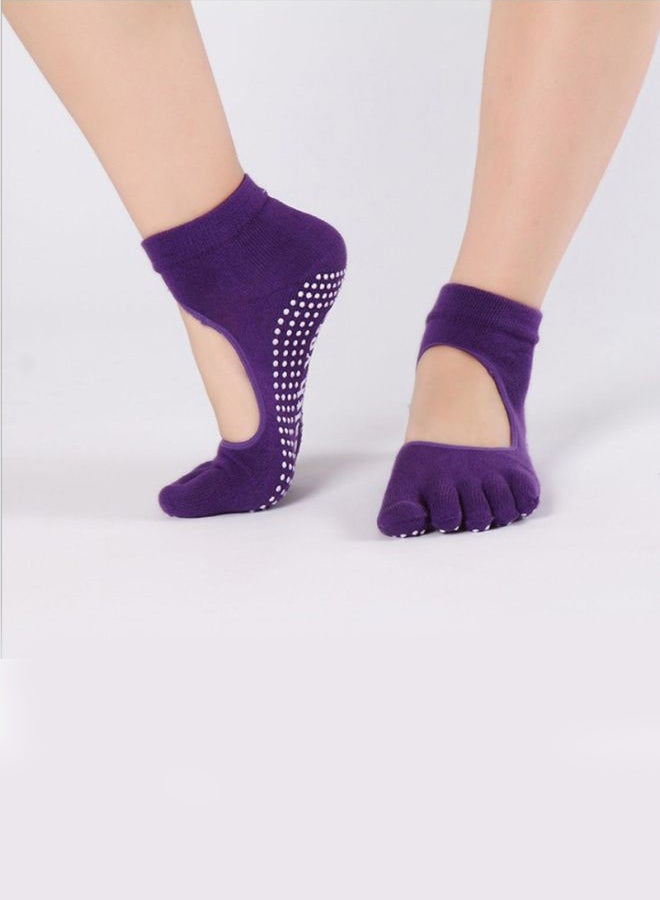 Anti-Slip Yoga Socks Dark Purple  - Image 1