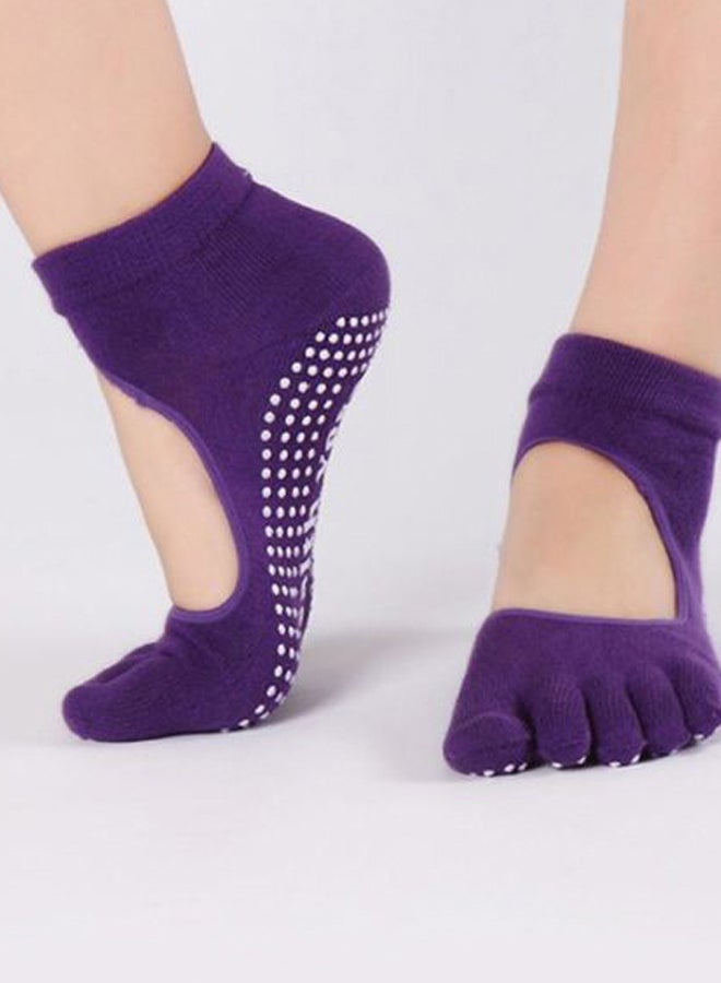 Anti-Slip Yoga Socks Dark Purple  - Image 2