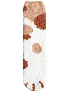 Pair Of Cat Paw Pattern Socks Khaki/White
