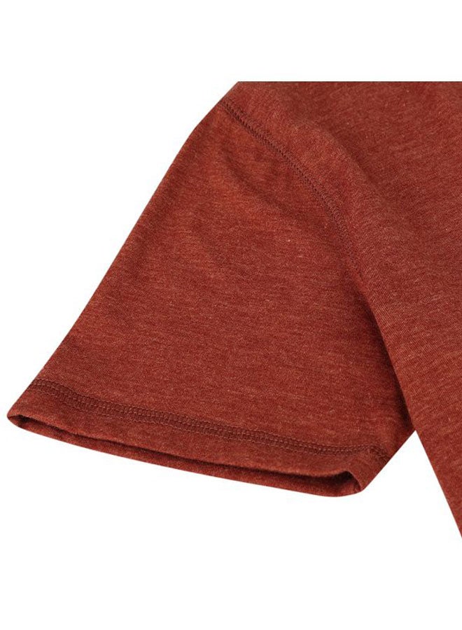 Solid Henley Neck T-Shirt Burgundy  - Image 4