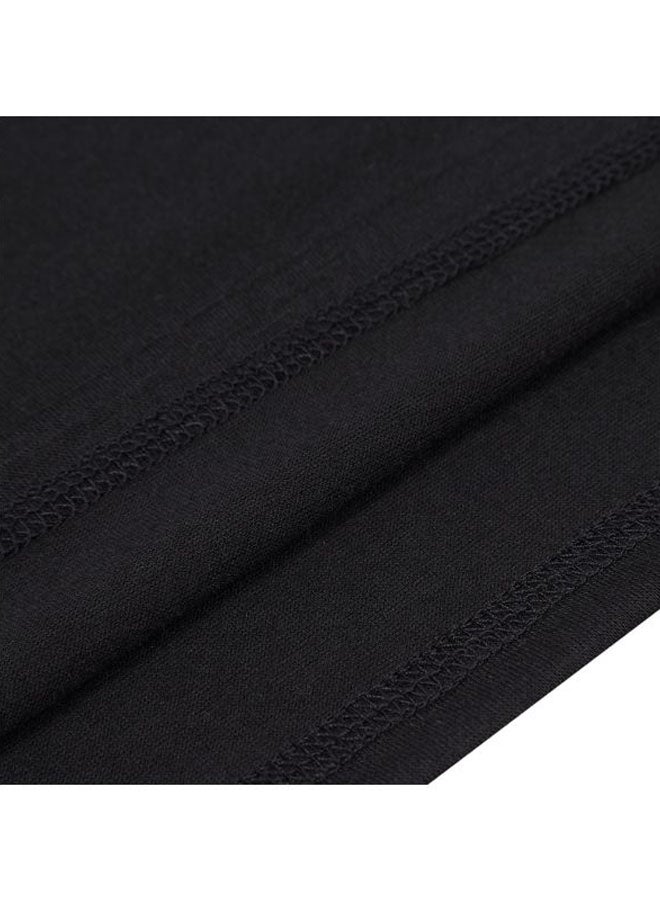 Solid Henley Neck T-Shirt Black  - Image 2